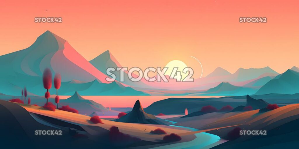 Minimalistic landscapes shapes colors lines