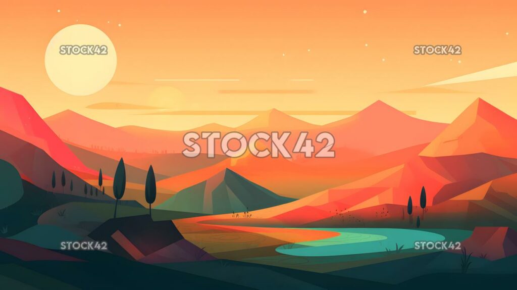 Minimalistic landscapes shapes colors lines four