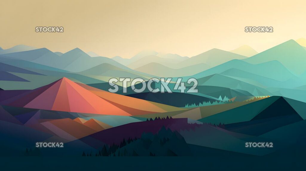 Minimalistic landscapes shapes colors lines three