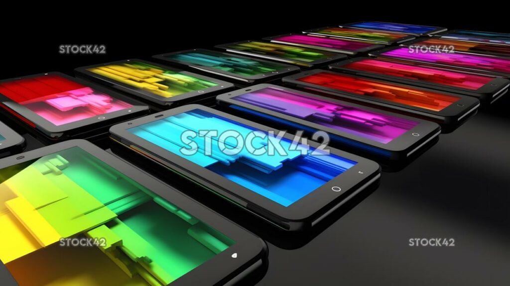 Tecnología móvil aplicaciones smartphones tablets colores