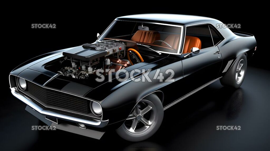 Rendimiento de potencia del muscle car Hiperrealista