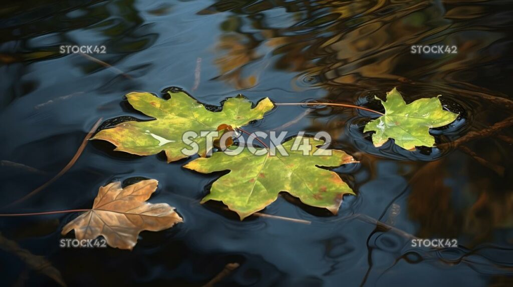 Nature water reflections leaves Hyper-realistic one