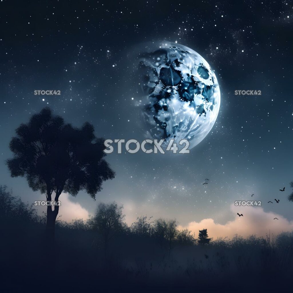 Night sky stars moon galaxy