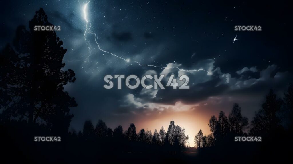 Night sky stars moon galaxy dynamic lightning one