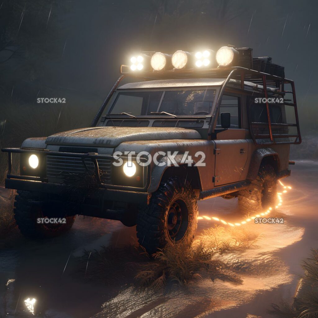 Off-road vehicle adventure wilderness Hyper-realistic tex one