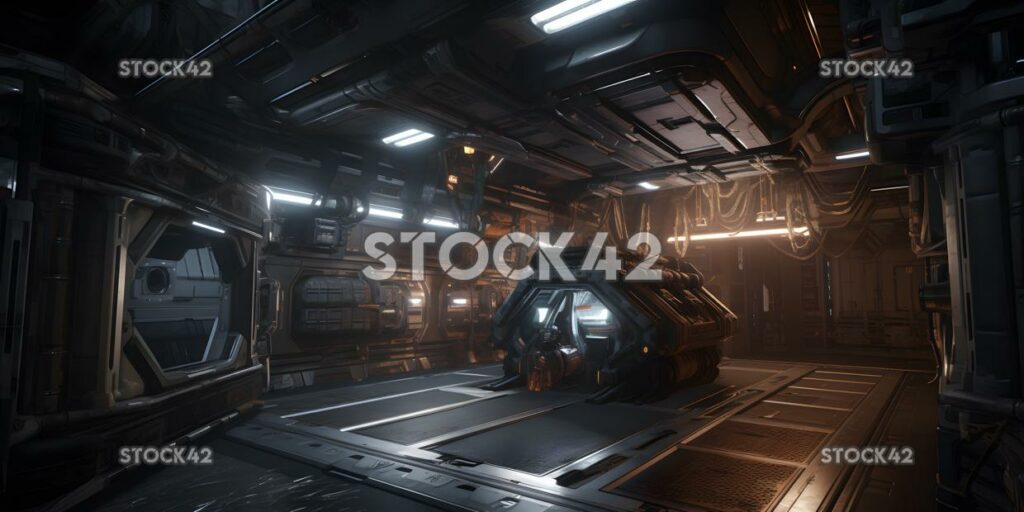 PC Gaming sci-fi setting design a spacecraft Hyper-realis