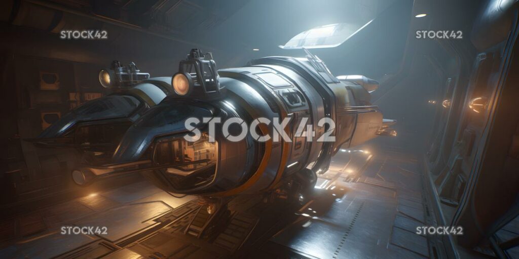 PC Gaming sci-fi setting design a spacecraft Hyper-realis three