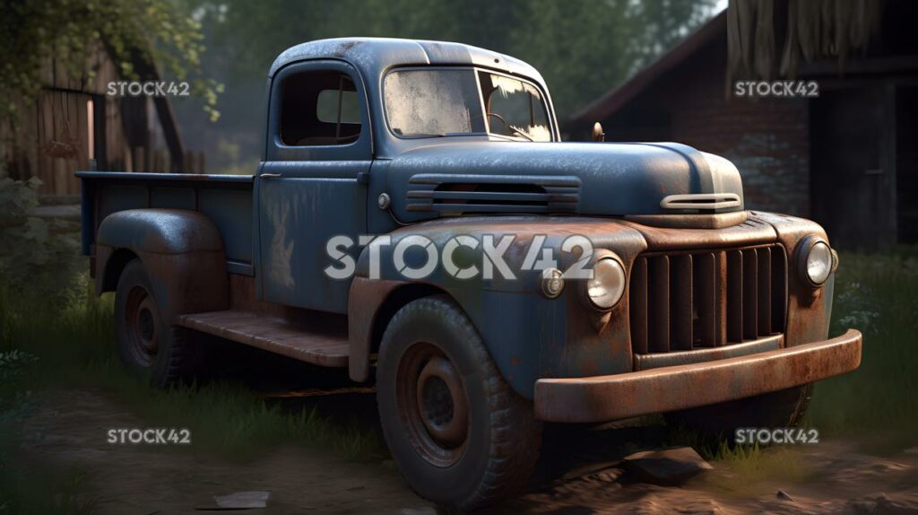 Pickup truck rugged countryside Hyper-realistic textures