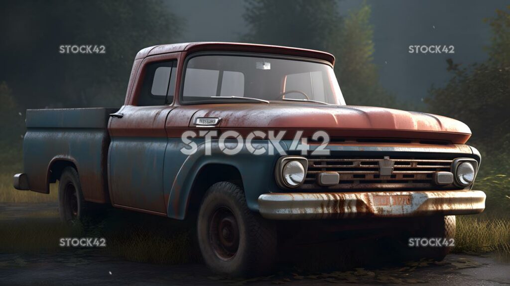 Pickup truck rugged countryside Hyper-realistic textures three