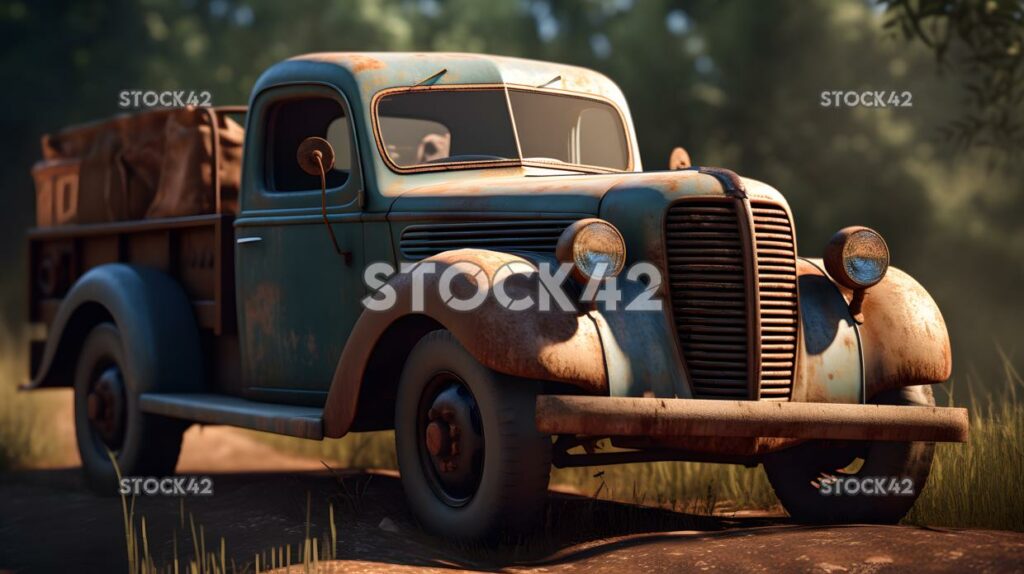 Pickup truck rugged countryside Hyper-realistic textures two