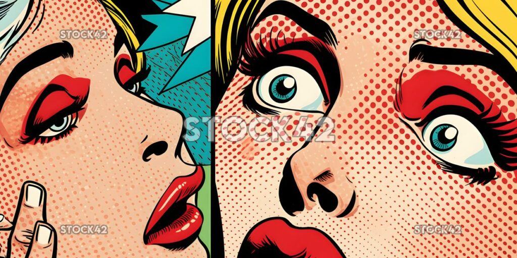 Pop-Art kräftige Farben Comic-Stil Typografie Hyper-rea ein