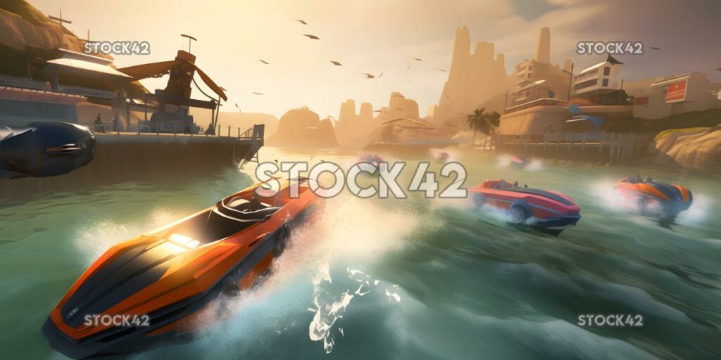 Racing game featuring boats and water-based vehicles dyna