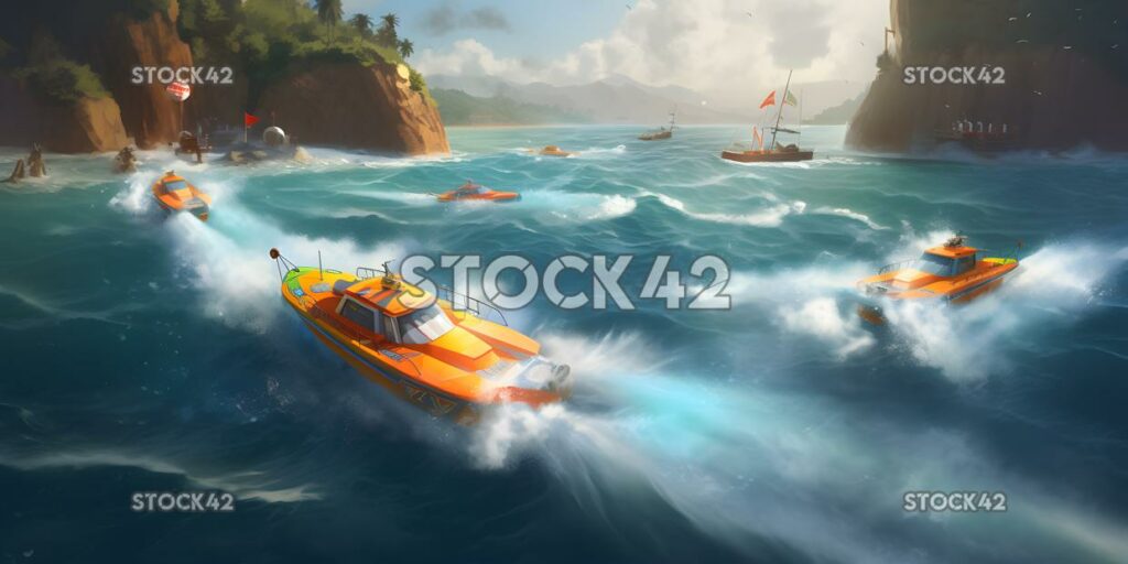 Racing game featuring boats and water-based vehicles dyna one