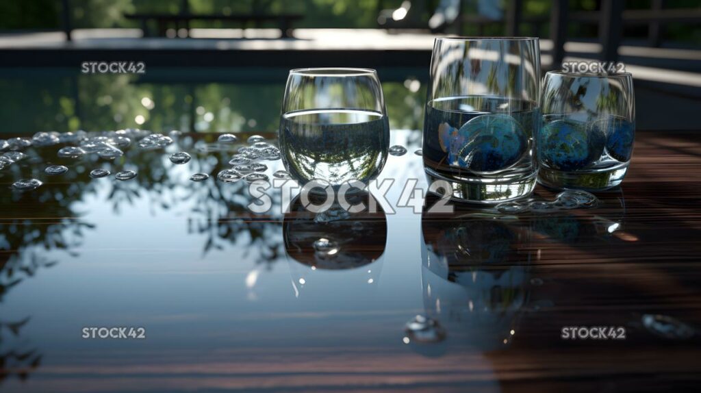 Reflections water glass surfaces