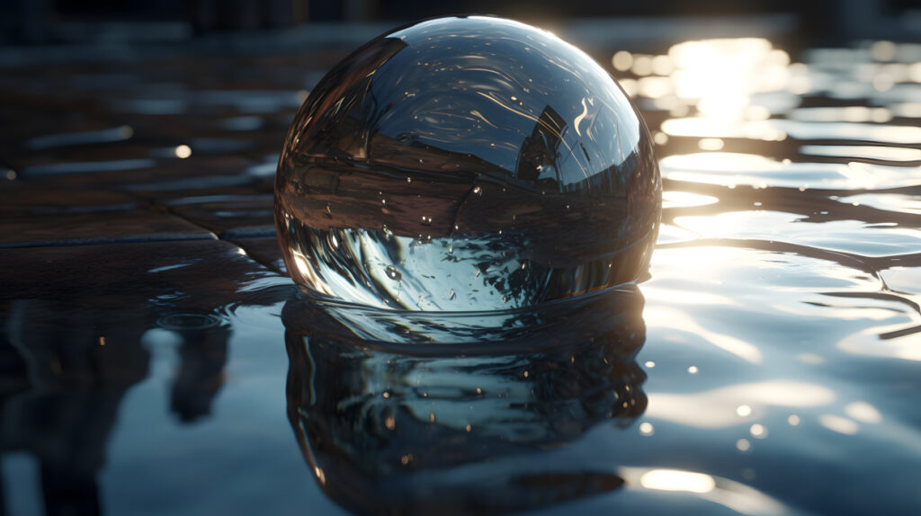 Reflections water glass surfaces cinematic Hyper-realisti