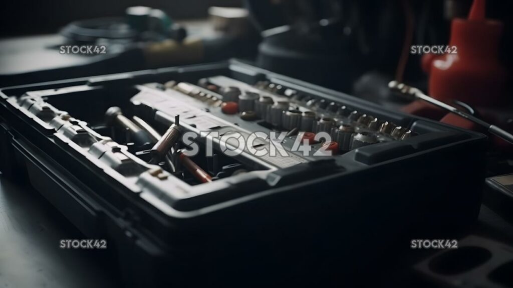 Ersetzen einer Autobatterie durch einen Steckschlüssel und einen neuen ba