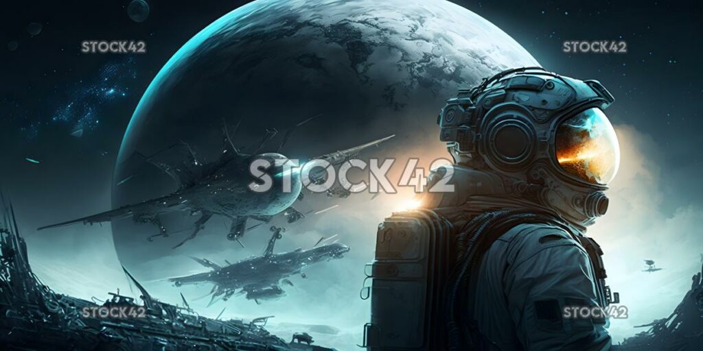 Science fiction futuristic technology outer space four