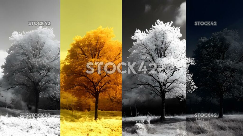 Seasons autumn winter spring summer high contrast