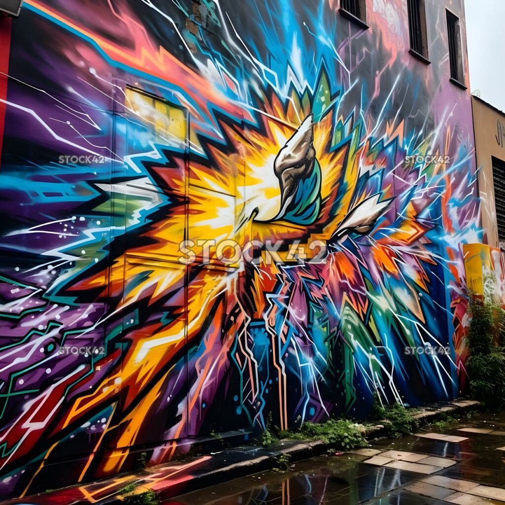 Street art murals graffiti expression dynamic lightning