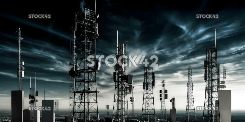 Telecommunications 5G wireless broadband high contrast one