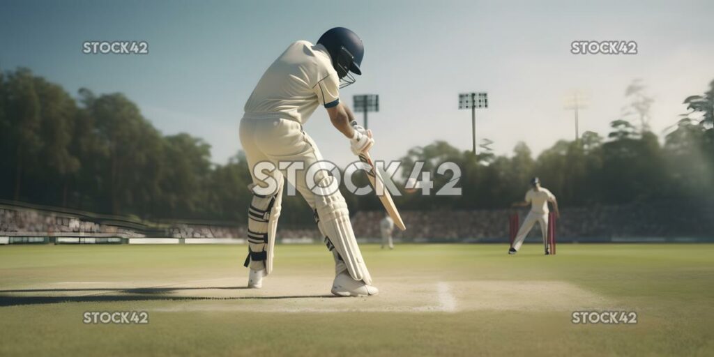 The ball flying off the bat as a batsman plays a pull sho