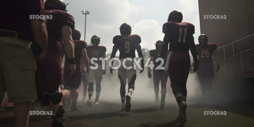 The team captain leads his team onto the field for the st