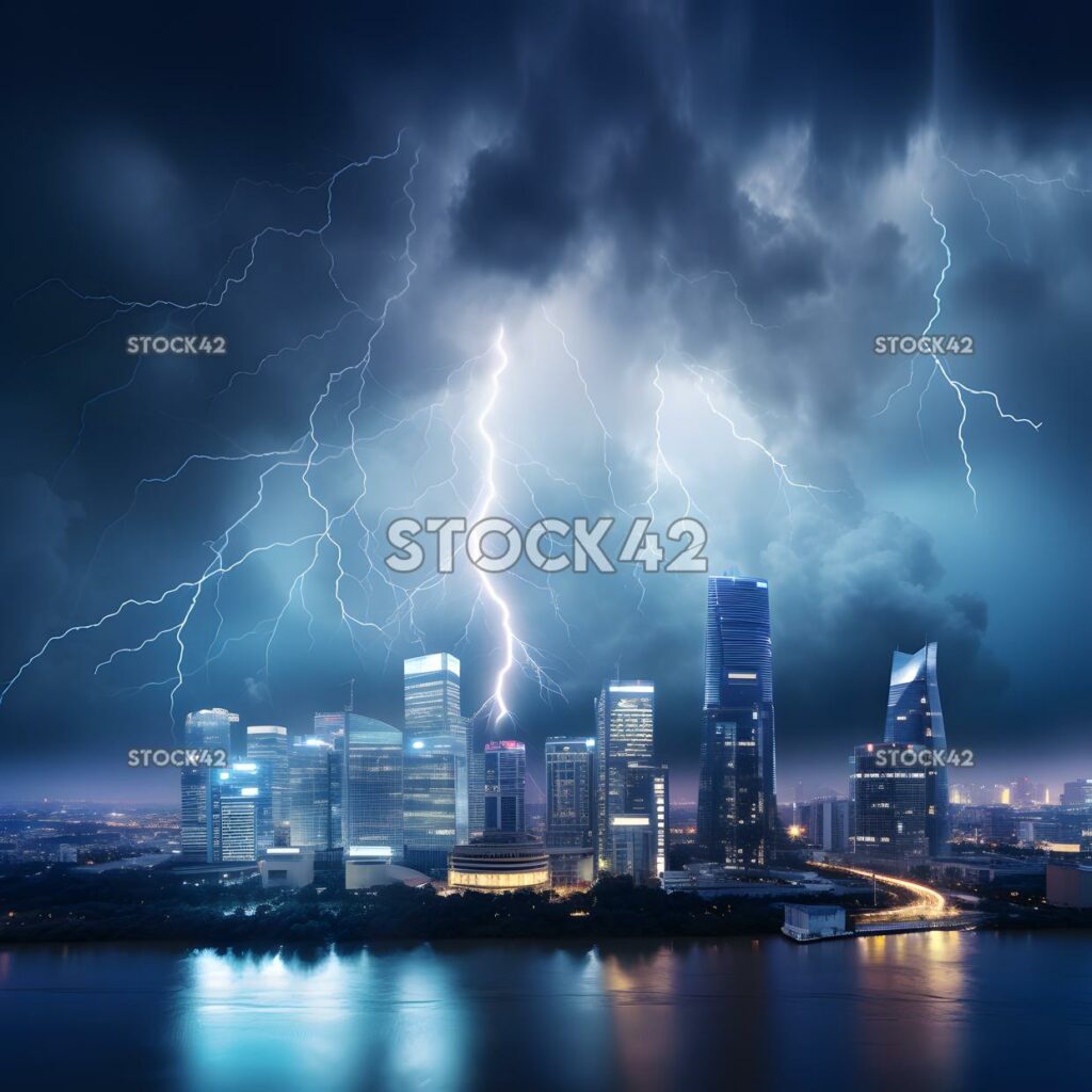 The tech industry skyline dynamic lightning