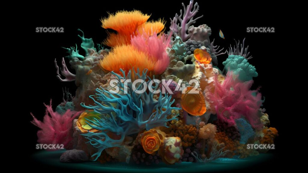 Underwater world marine life coral colors Hyper-realistic