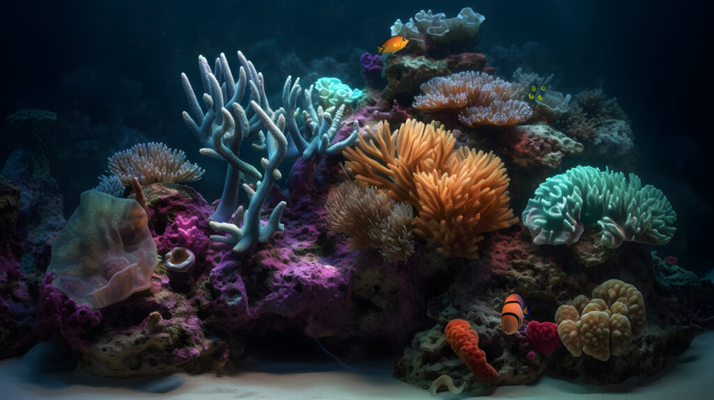 Underwater world marine life coral colors Hyper-realistic one