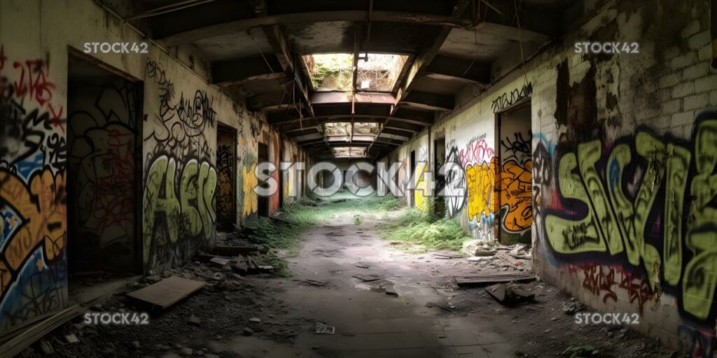 Urban decay abandoned buildings graffiti rust