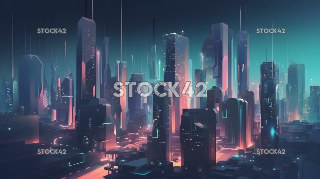 Virtual reality game set in a futuristic cityscape one