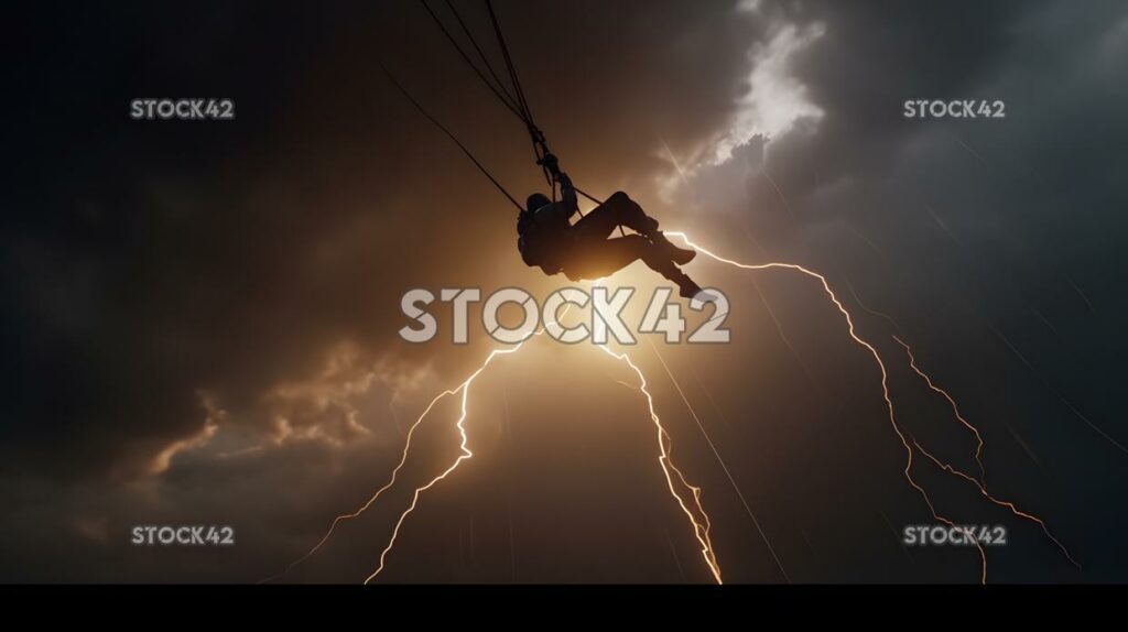 Abenteuersport, Bungee-Jumping, Paragliding, dynamisches Licht