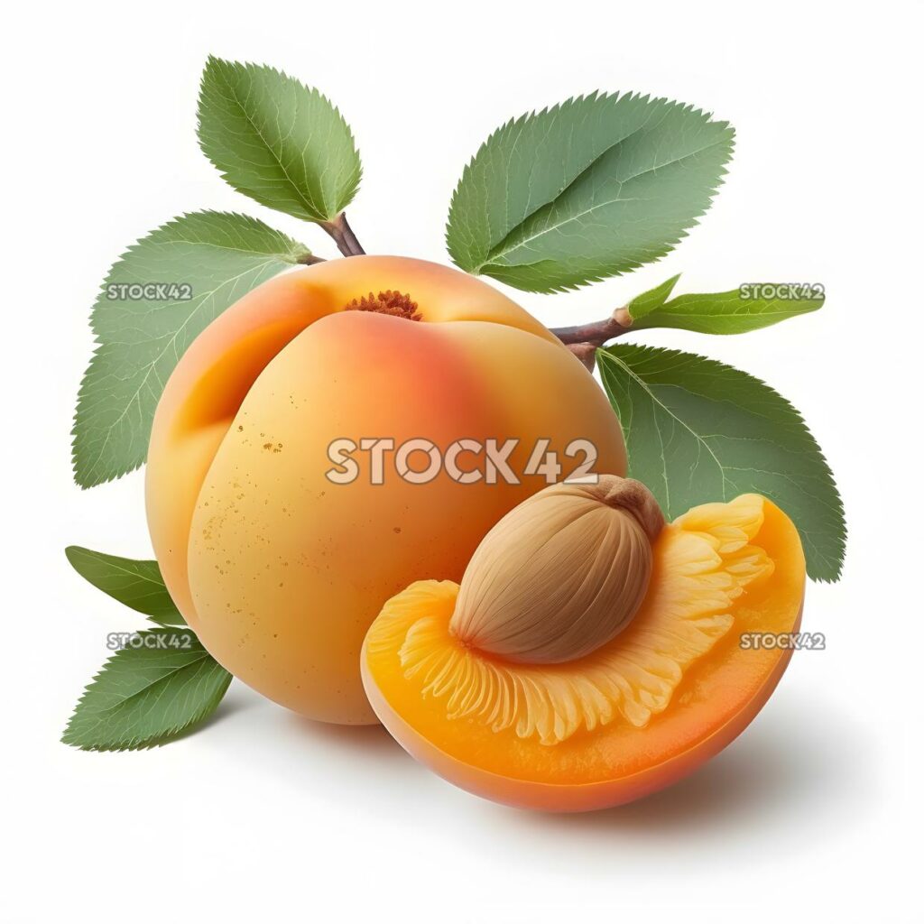 apricot realistic blank white background realistic