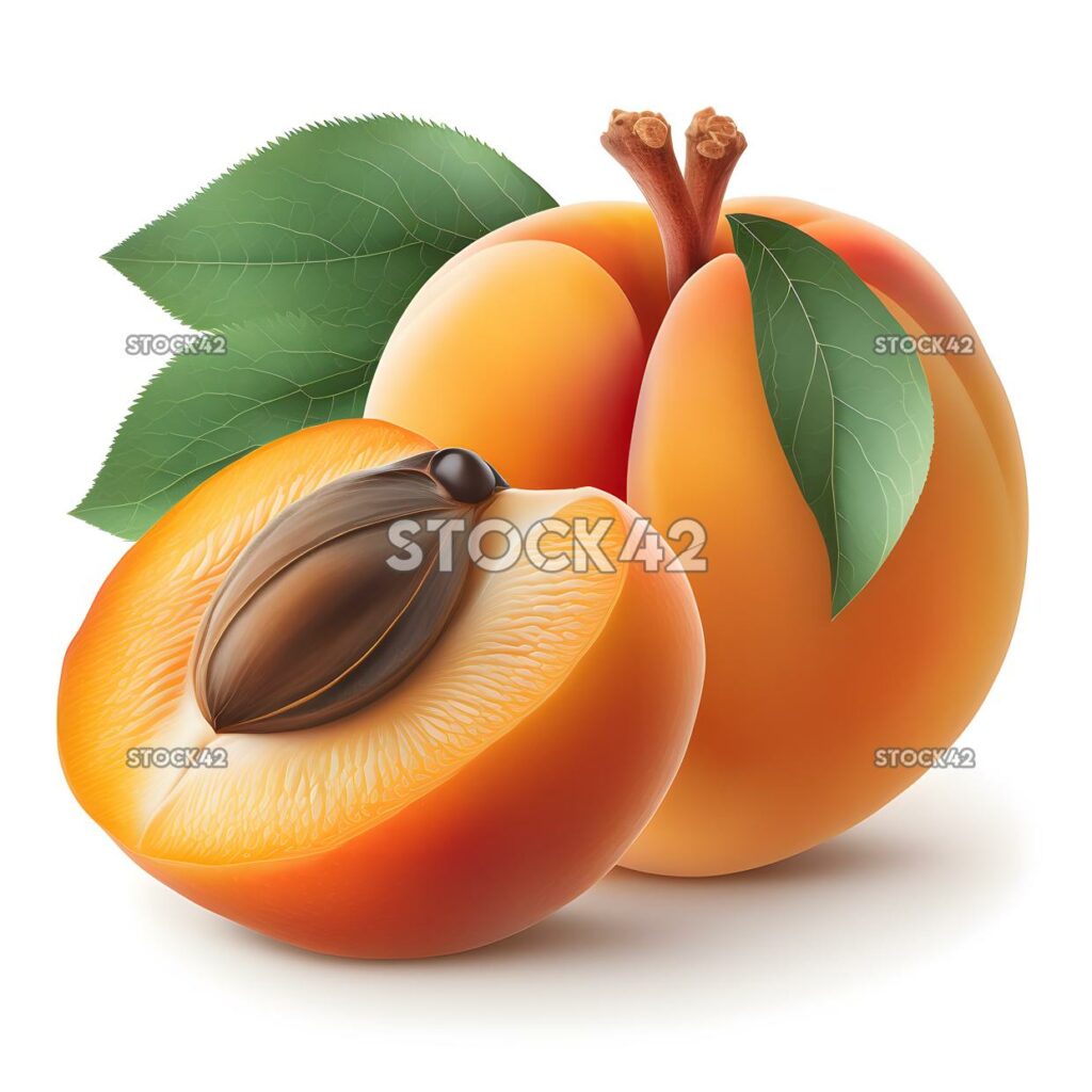 apricot realistic blank white background realistic one