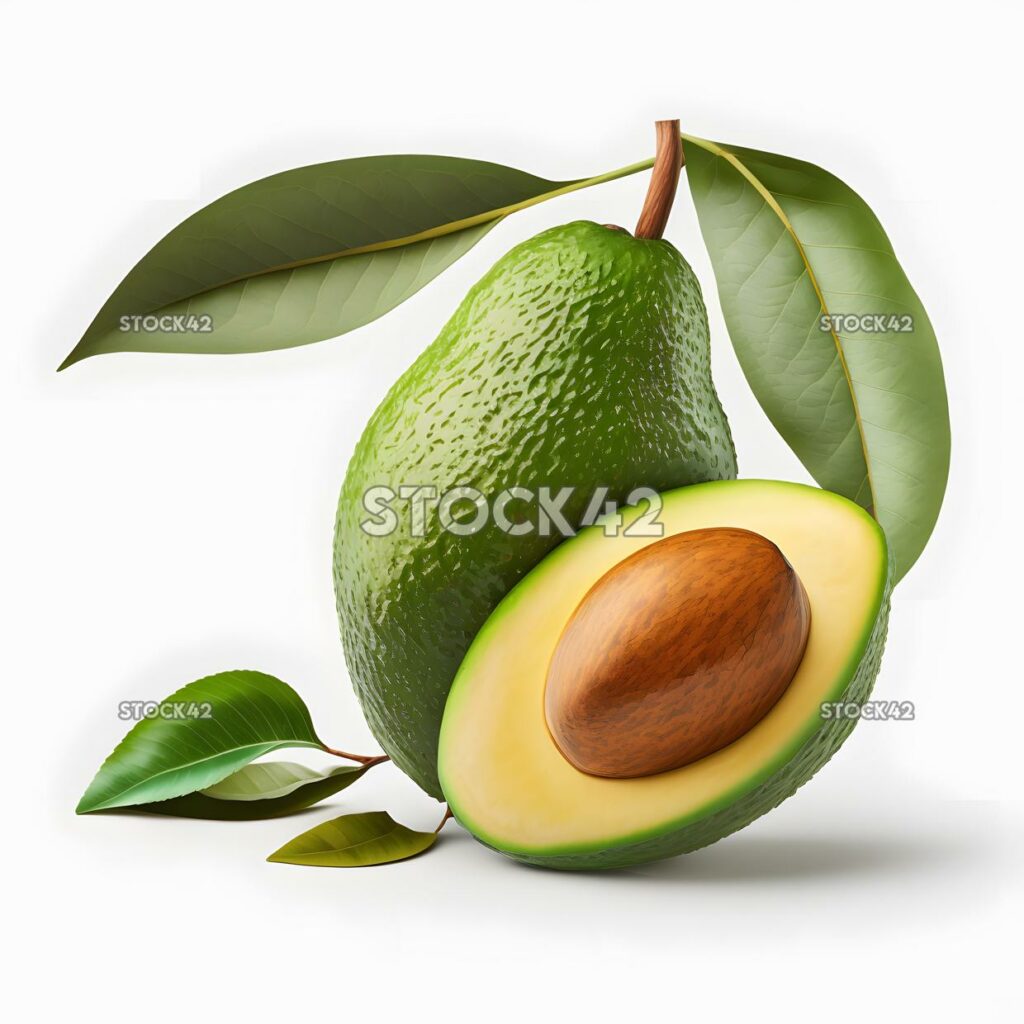 avocado realistic blank white background realistic one