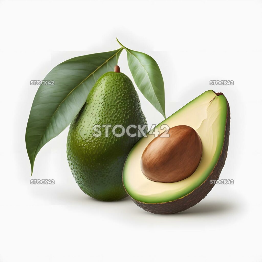 avocado realistic blank white background realistic three