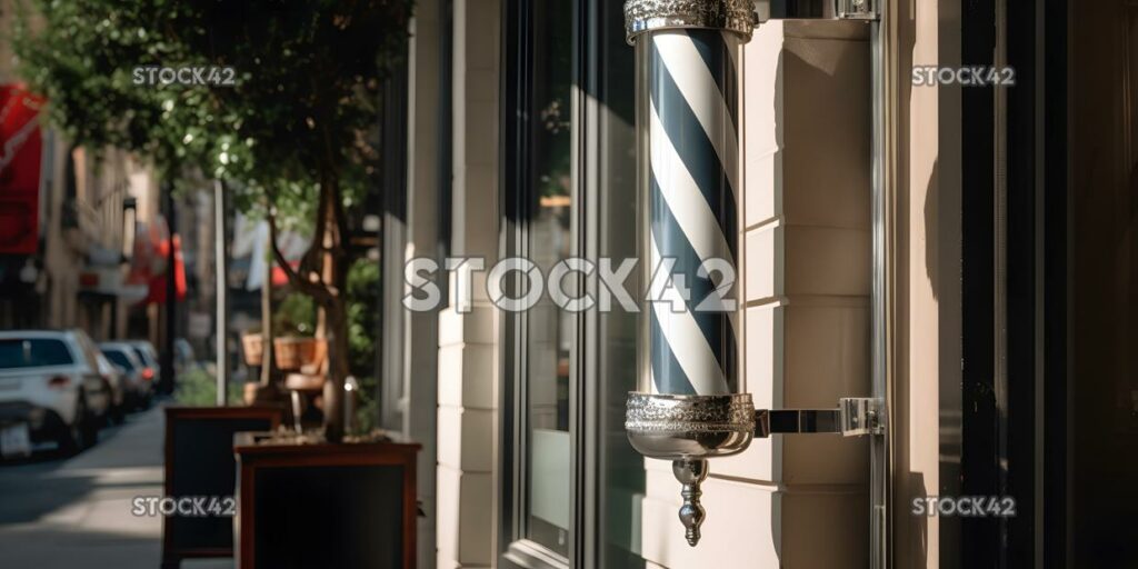 Poste de barbero fuera de un salón