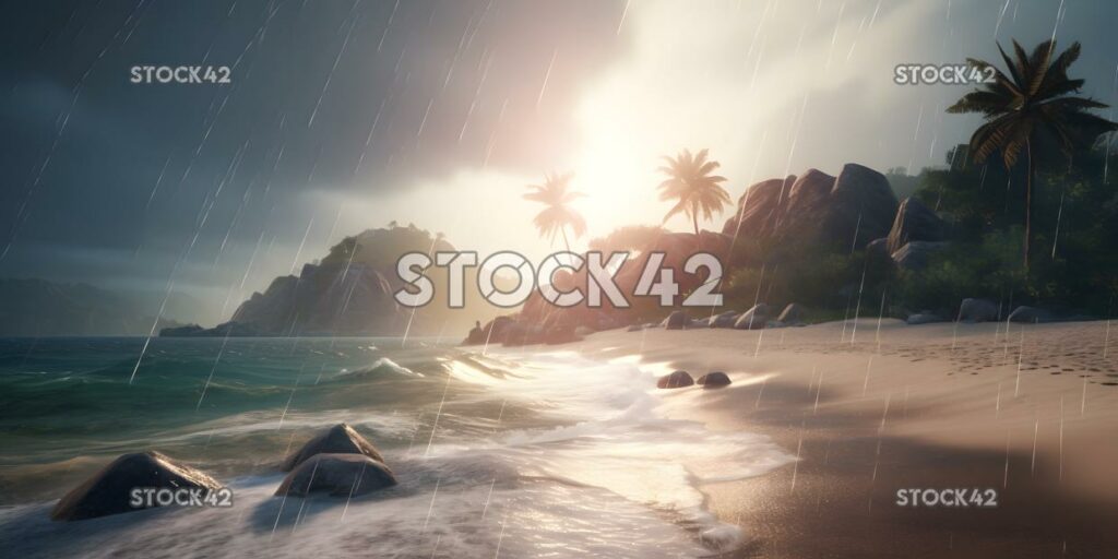 beach sun relaxation ocean paradise Hyper-realistic textu one