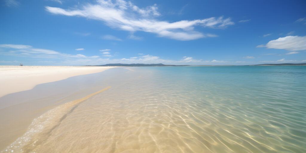 beach with calm water and blue sky