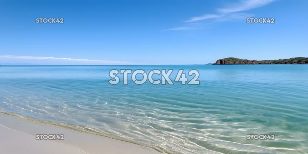 Playa con aguas tranquilas y cielo azul dos