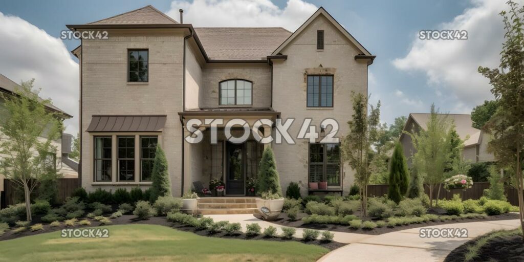 beautiful luxurious home with a sold sign out front one