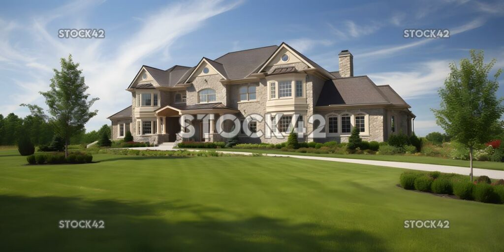 beautiful mansion with a large well-manicured lawn