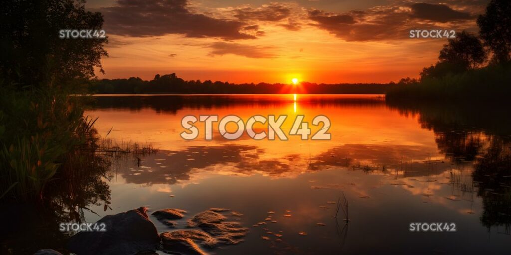 beautiful sunset over a serene lake two