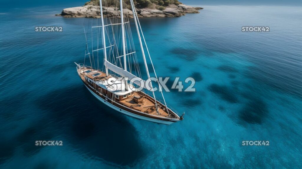 beautifully crafted yacht sailing on crystal-clear waters