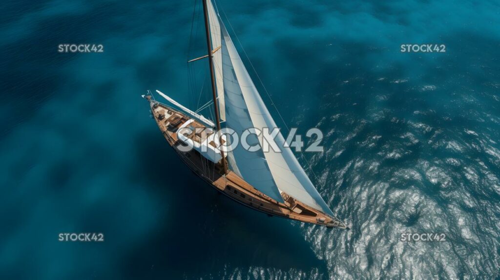 Wunderschön gestaltete Yacht, die auf kristallklarem Wasser segelt drei