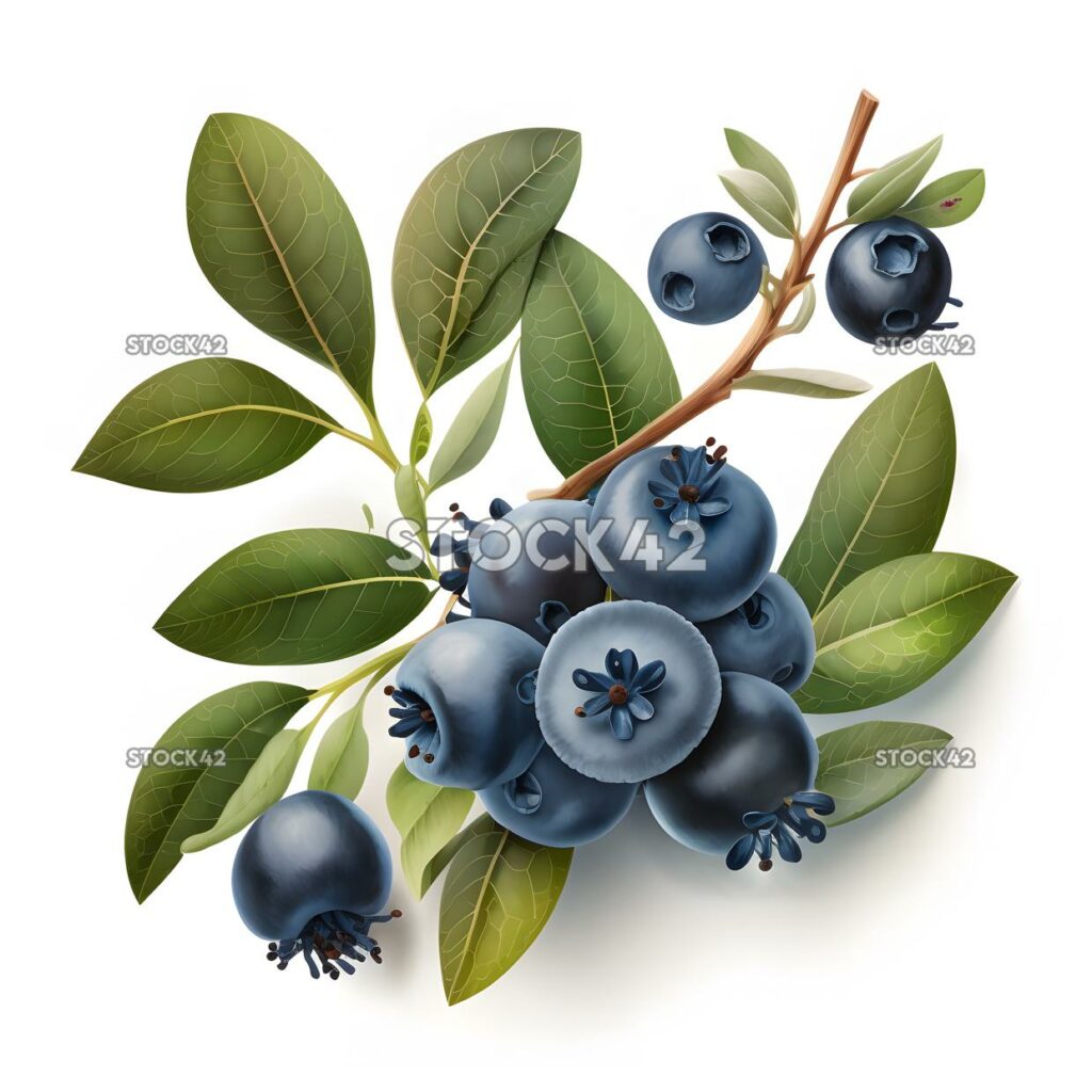 bilberry blank white background realistic