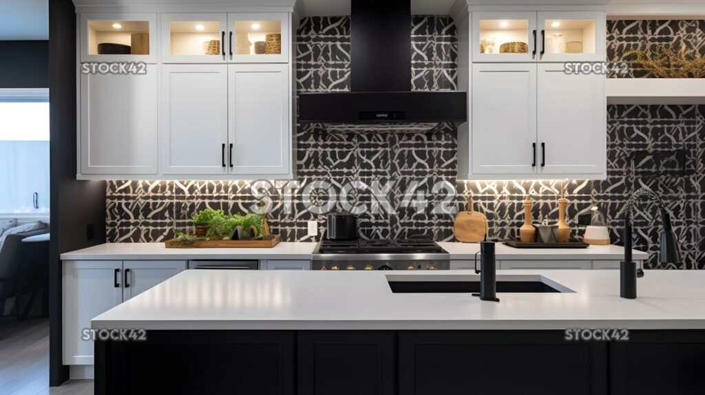 black and white geometric pattern adds a touch of sophist two