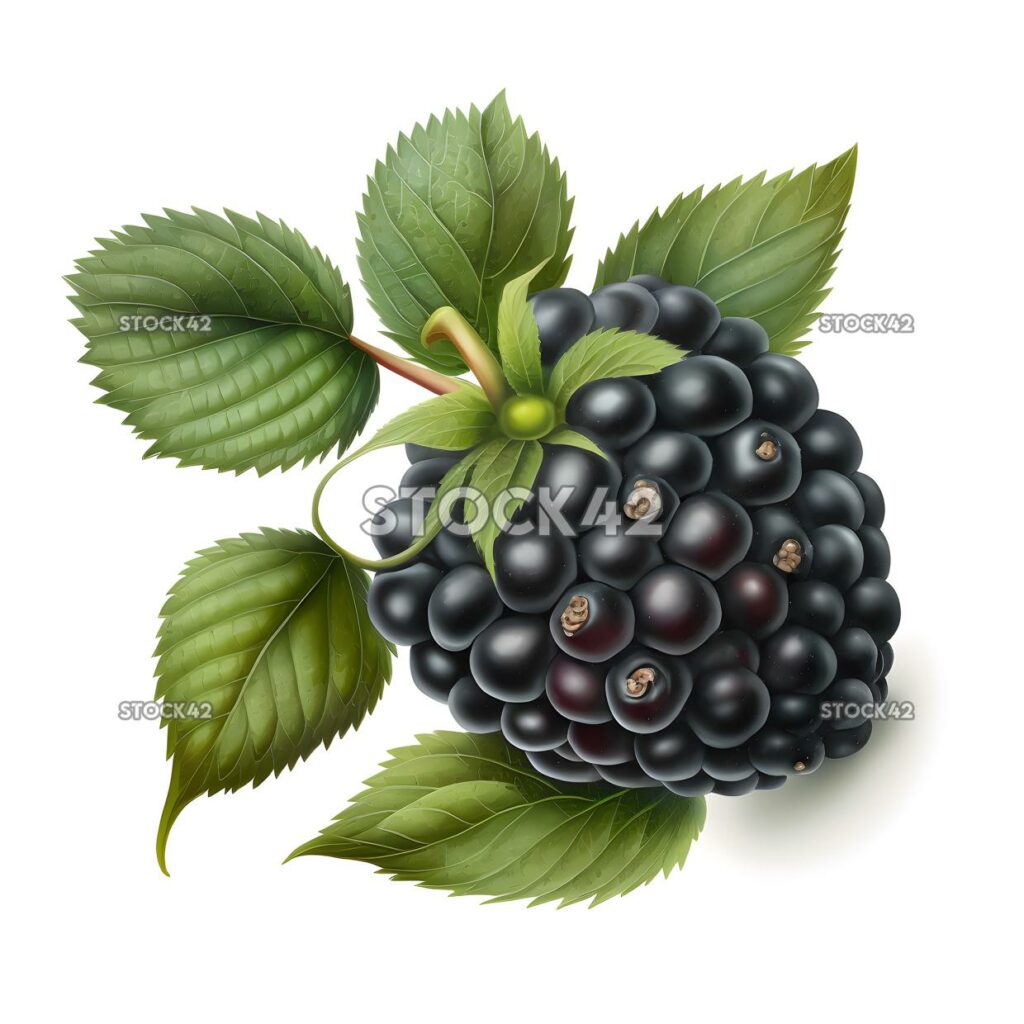 blackberry fruit realistic blank white background realist one