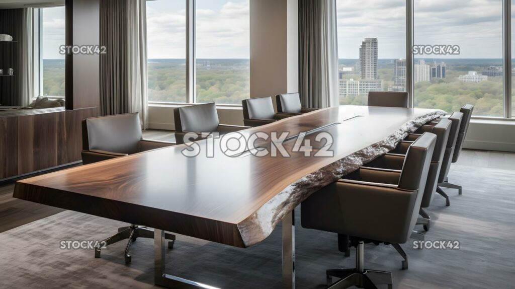 boardroom with a large impressive table and executive cha one