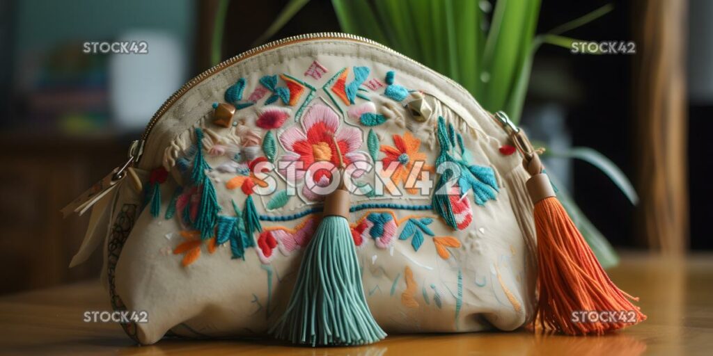 Monedero estilo bohemio con borlas y bordados